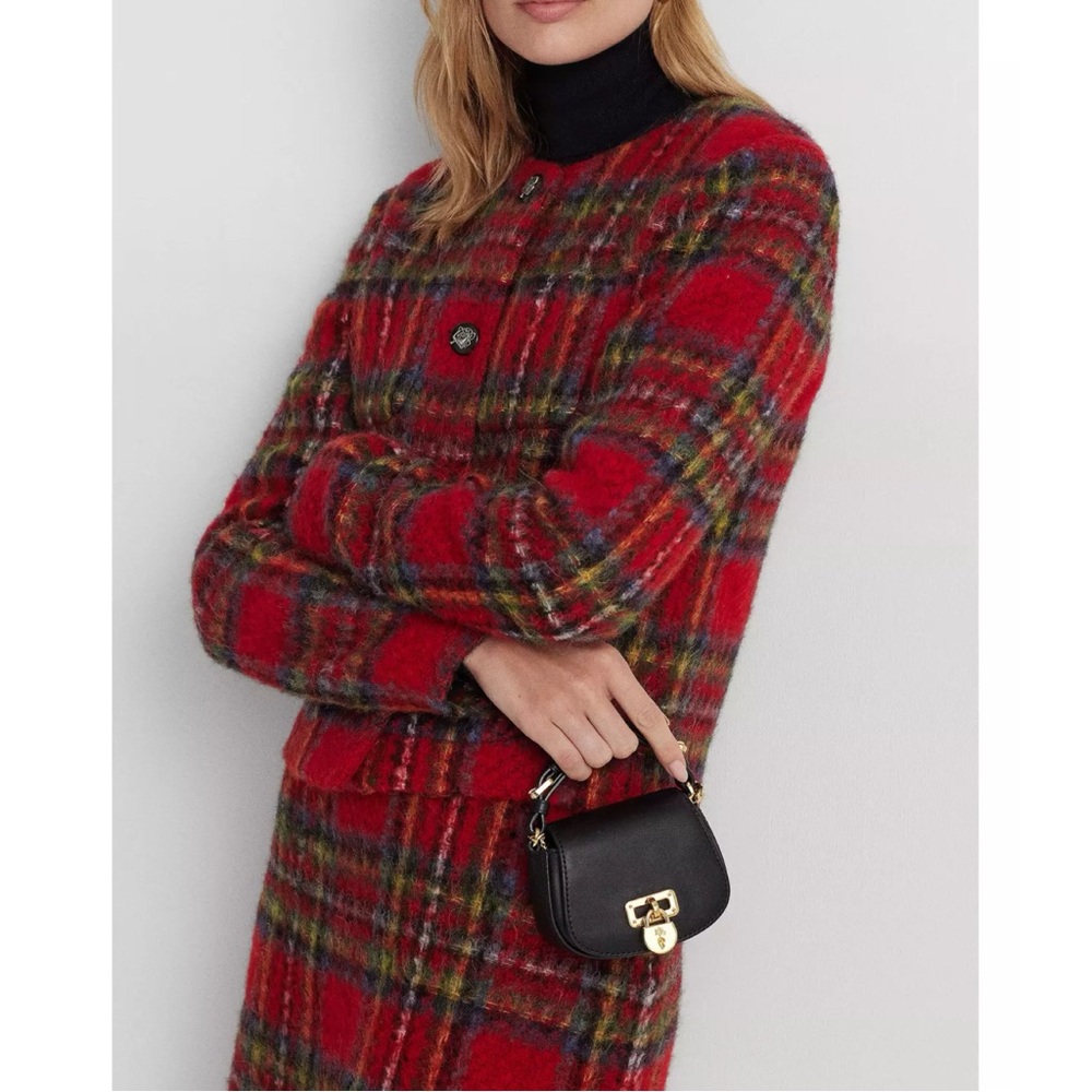 New w/ Tags Lauren by Ralph Lauren Plaid Mohair Cropped Jacket size 8. - Picture 4 of 7